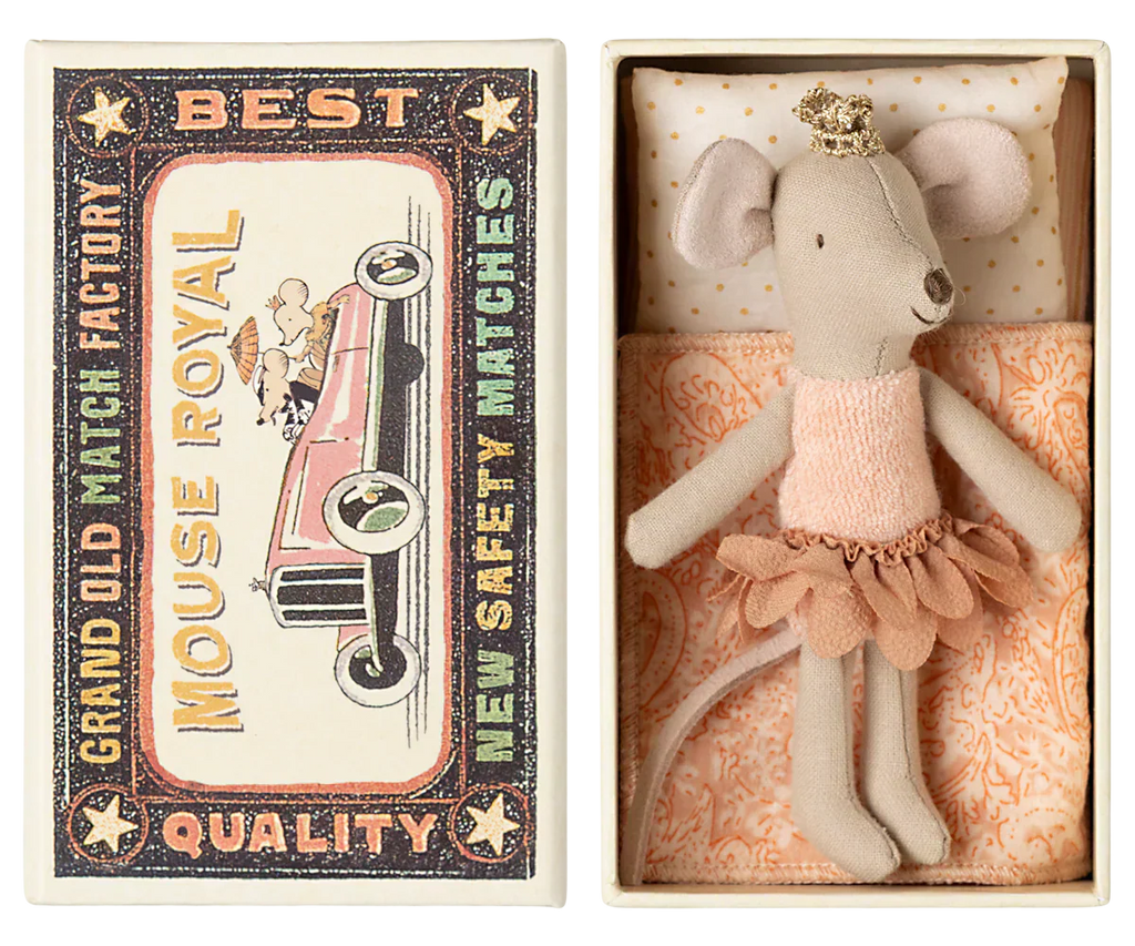 Maileg Princess Mouse, Little sister in Matchbox - Petal Skirt
