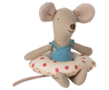 Maileg Beach mouse with float, Little sister - Red dot