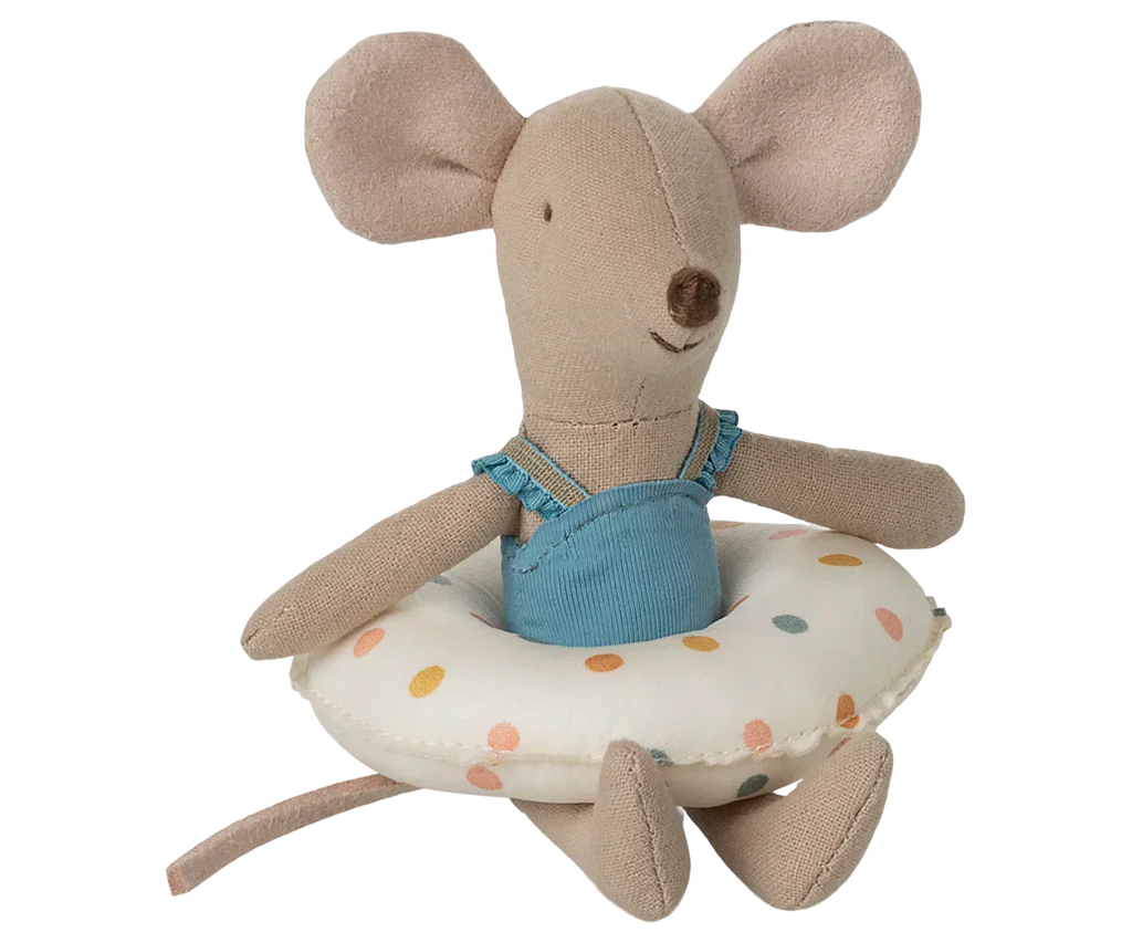 Maileg Beach mouse with float, Little sister - Multi dot