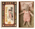 Maileg Princess Mouse, Little sister in Matchbox - Gingham Set