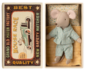 Maileg Princess Mouse, Little Brother in Matchbox - Dot PJ Set